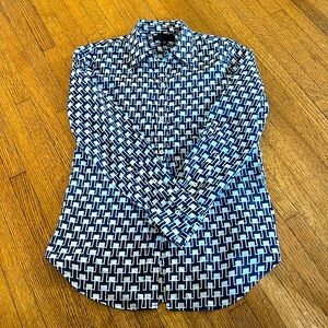 Nili Lotan navy and white shirt